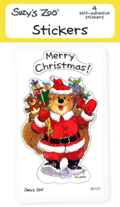Merry Christmas Bear Stickers (4-pack)
