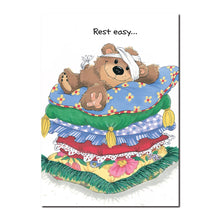 Willie the well-loved teddy bear is mending quickly under the good care of Suzy Ducken in this Suzy's Zoo get well card.