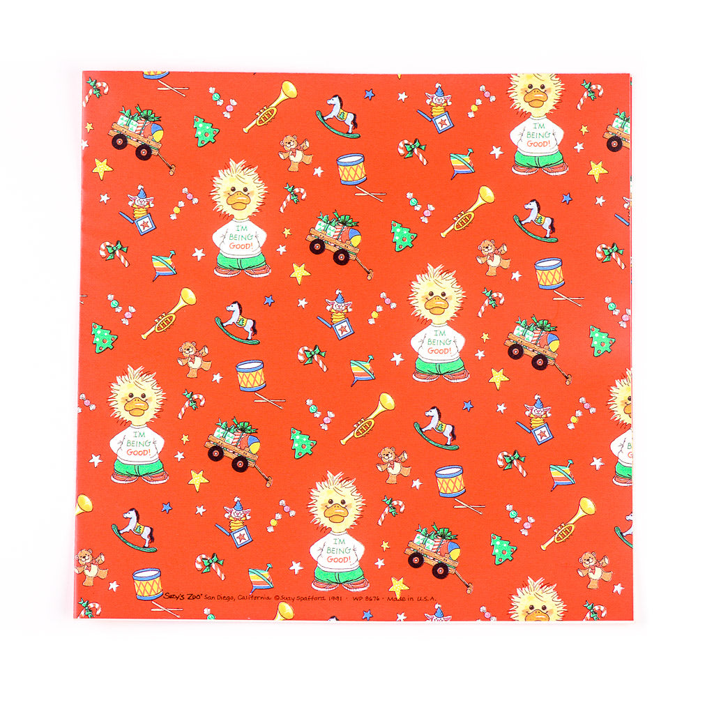 Little Suzy's Zoo Party Gift Wrap Wrapping or Scrapbook Paper Yellow W –