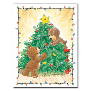 "Decorating Bears" Christmas Note Cards Set - 10893
