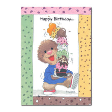 Ollie Marmot can never pick just one flavor of ice cream, so he usually gets several in this birthday card from Suzy's Zoo.