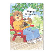 "Life is good! Enjoy!" Says Hugo Bear, who enjoys being himself in this Suzy's Zoo happy birthday greeting card.