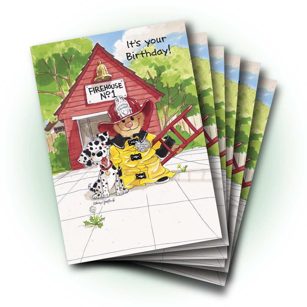 Fireman Ollie Marmot Birthday Greeting Card