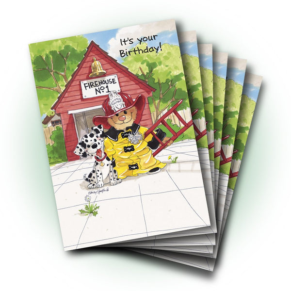 Fireman Ollie Marmot Birthday Greeting Card
