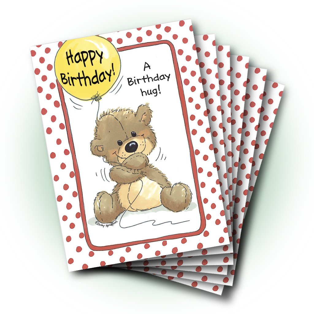 Huggy Bear's Yellow Balloon Birthday Greeting Card