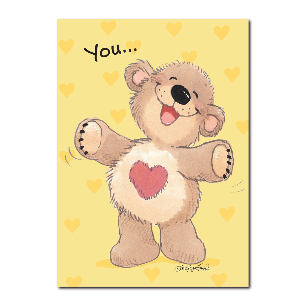 Boof wears his heart on his tummy because he is so full of love on this Friendship greeting card from Little Suzy's Zoo.