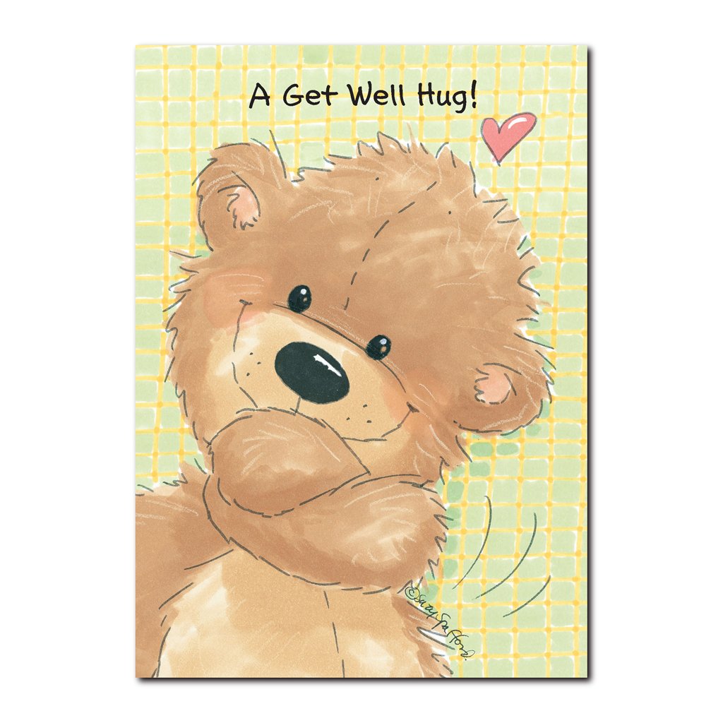 Willie Bear can give a get-well hug like no other bear in Duckport, in this Suzy's Zoo get well greeting card.