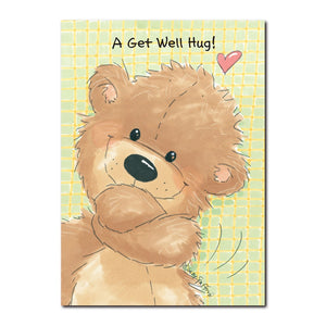 Willie Bear can give a get-well hug like no other bear in Duckport, in this Suzy's Zoo get well greeting card.