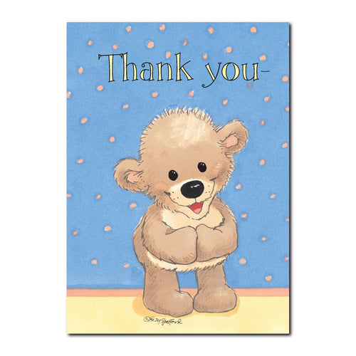 Boof says "thank you" with a deep bow and then with his paws stretched wide in this Suzy's Zoo Thank You greeting card.