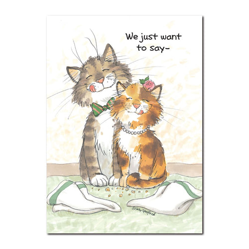 Here are Maurice and Camille, a very social pair of cats featured on this Suzy's Zoo thank you greeting card.
