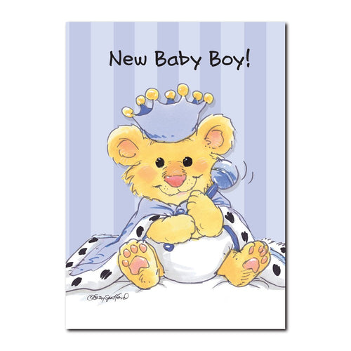 Here's little Brink, the pride of the lion family, on this baby congrats greeting card from Suzy's Zoo.