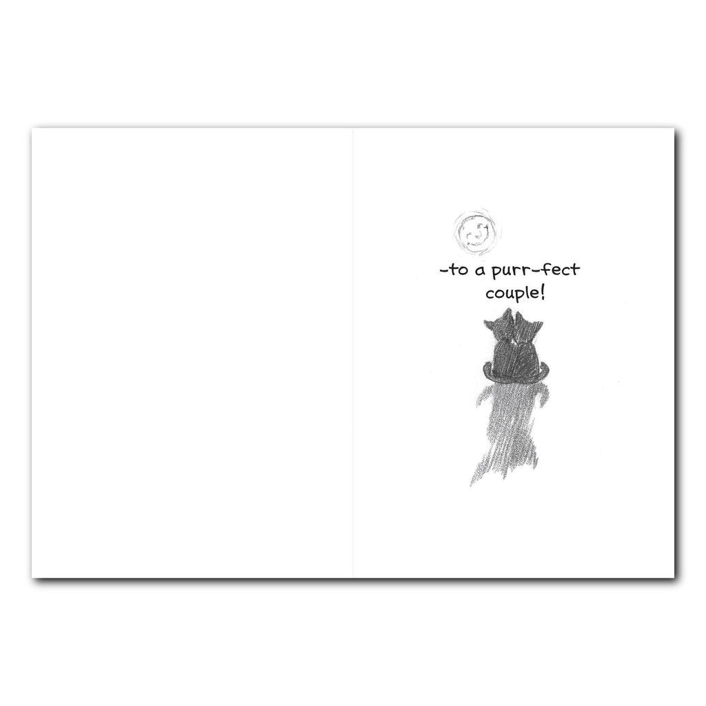 Kitty Couple on Fence Anniversary Greeting Card