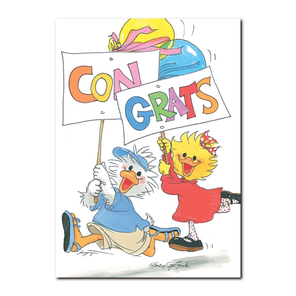 Jack and Suzy are excited for you on this congratulations greeting card from Suzy's Zoo.