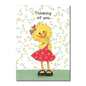 Suzy Ducken is very good at expressing her feelings in this Suzy's Zoo get well greeting card.