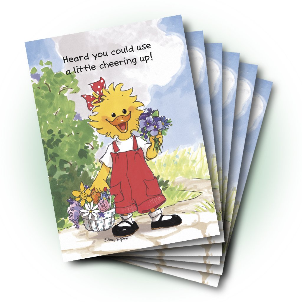 Suzy Pansies & Overalls Get Well Greeting Card