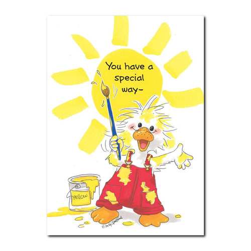 Graham Quacker has a special knack for brightening up a day in this Suzy's Zoo friendship greeeting card.