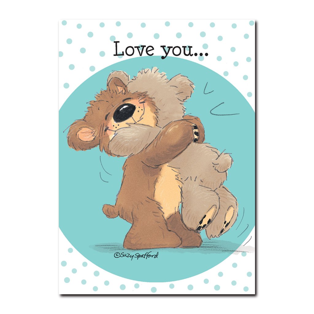 There is nothing like a special bear hug between good friends, like this Suzy's Zoo friendship card with two bears hugging. 