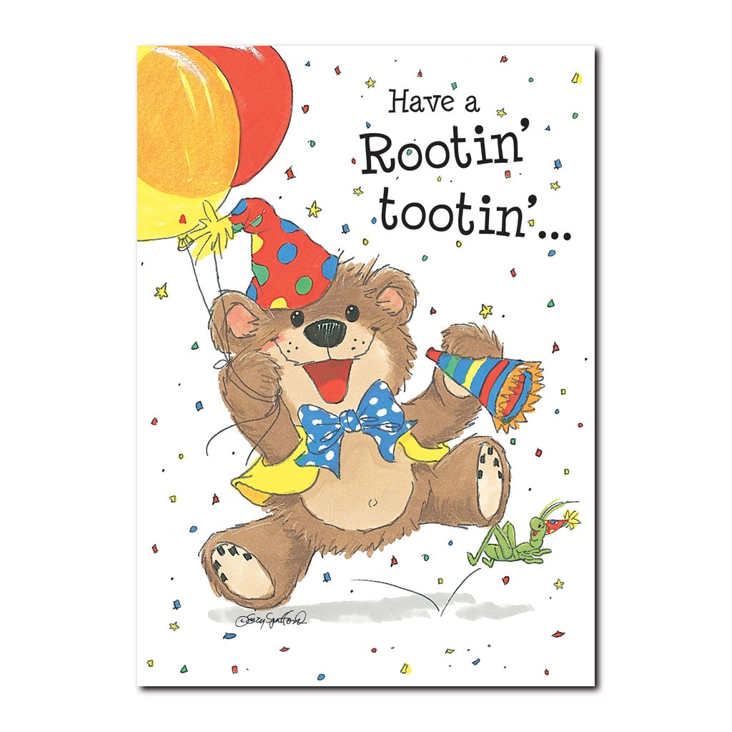 Willie Bear loves to celebrate Rootin' Tootin' birthdays in this happy birthday greeting card from Suzy's Zoo.