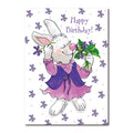 Violet the rabbit loves everything purple in this happy birthday greeting card from Suzy's Zoo.
