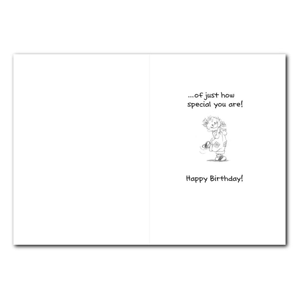 Suzy Red Overalls Birthday Greeting Card