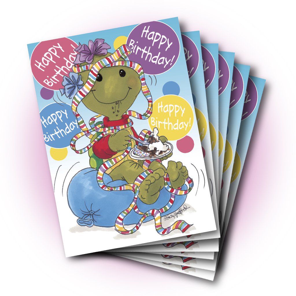 Corky Cake & Balloons Birthday Greeting Card