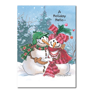 Festive Snowman Couple Holiday Greeting Card