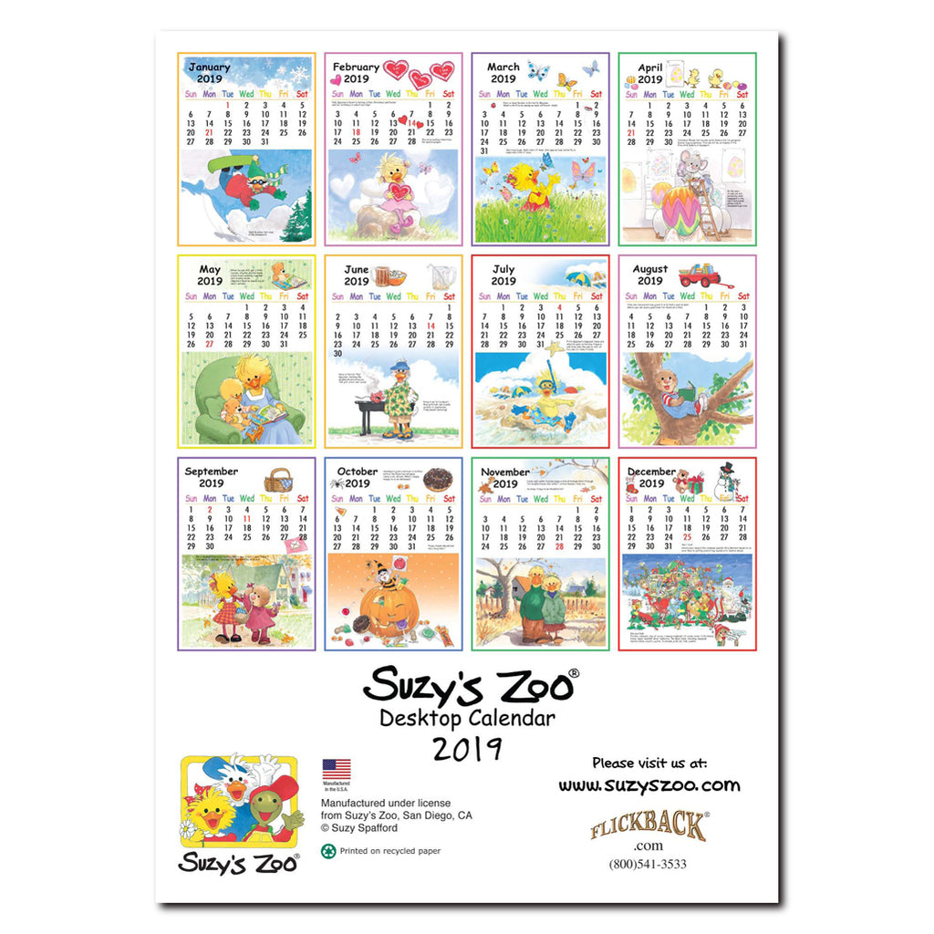 Suzy's Zoo 2019 Desktop Calendar