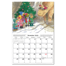 Suzy's zoo wall calendar spread featuring an example of the month of December for our 2020 wall calendar.