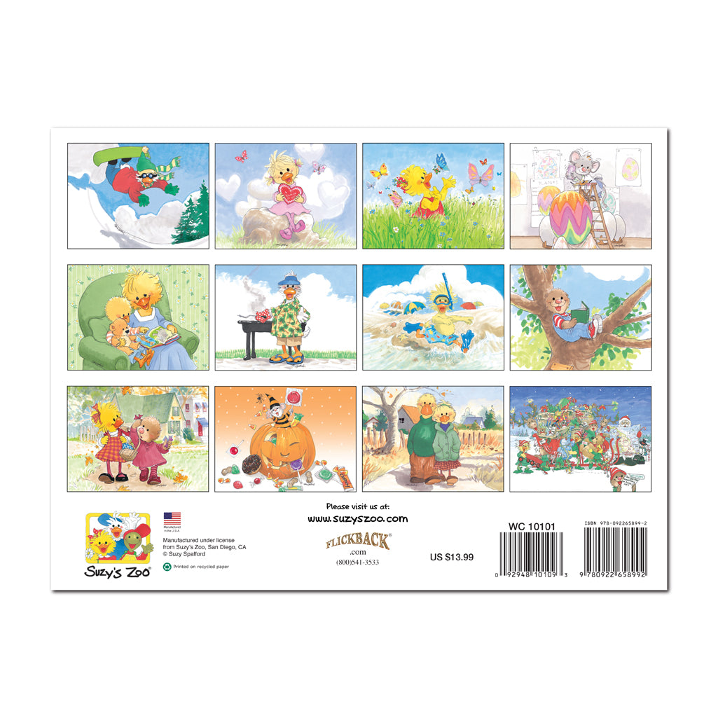 2019 suzys zoo calendar featuring the happenings of duckport and other animals.